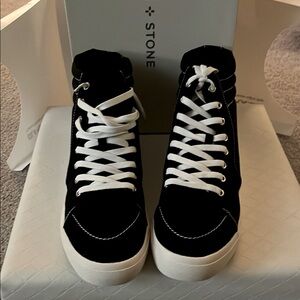 Sun and Stone High-Top Sneakers in Black and White